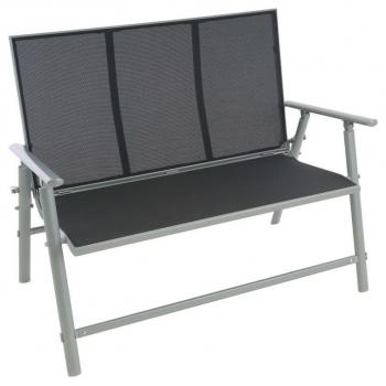 Skládací zahradní lavička hliníková + potah umělá textilie, šedá, 119 cm
