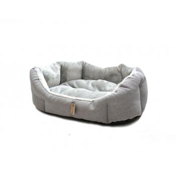 Oválný chlupatý pelíšek pro psa se zvýšeným okrajem šedý, pratelný, 65 cm