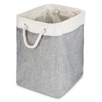 Textilní menší koš na prádlo šedá / bílá, juta + bavlna, 40x51x31 cm