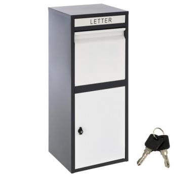 Velká poštovní schránka stojanová pro firmy, venkovní + vnitřní, černá / bílá, 102x41x38 cm