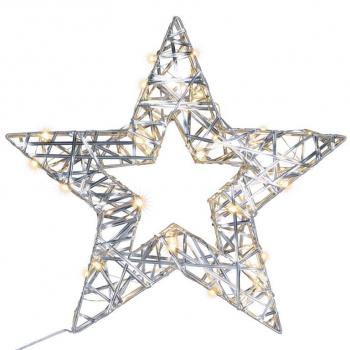 3D vánoční hvězda k postavení svítící na baterie, vnitřní, teplá bílá, časovač, 40 cm