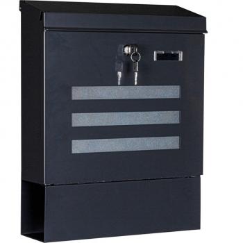 Černá venkovní poštovní schránka nástěnná, uzamykatelná, horní vhoz, 35x44x11 cm