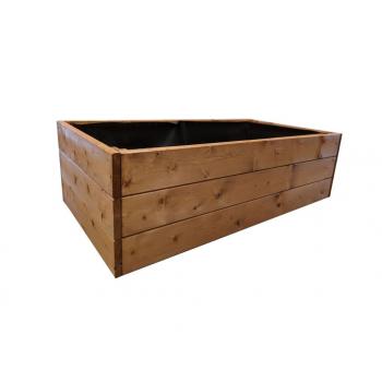 Dřevěný vývýšený záhon masiv- smrkové dřevo s lazurou, vč. geotextilie, 136x78x42 cm