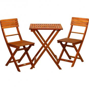 Skládací set venkovního nábytku pro 2 osoby masivní teakové dřevo, 2x židle + stolek