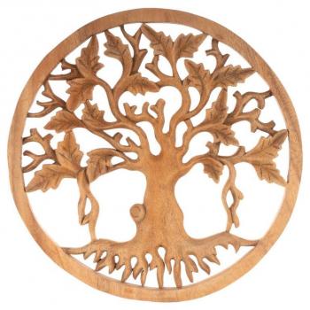 Vyřezávaná nástěnná dekorace ruční výroba- strom života, průměr 30 cm