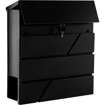 Černá poštovní schránka nástěnná v moderním designu, 37x37x10 cm