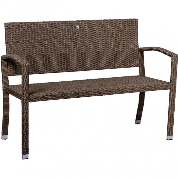 Venkovní ratanová lavička malá pro 2 osoby na zahradu / terasu / balkon, hnědá (krémová), 122 cm