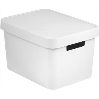Úložný box do bytu plastový s víkem bez otvorů, bílý, 17 L, 36,3x22,2x27 cm