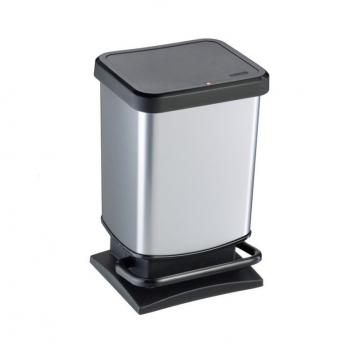 Kvalitní odpadkový koš do kuchyně / chodby / kanceláře, rámeček na uchycení pytle, 20 L, stříbrná / černá