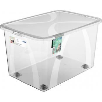 Velký úložný průhledný plastový box s kolečky do bytu / dílny 50 L, 39x33x57 cm