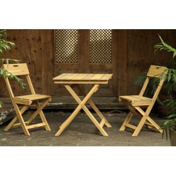 Malý balkonový set / bistro set nábytku pro 2 osoby masivní dřevo akácie, skládací židle