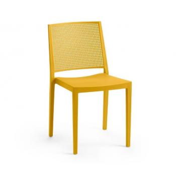 Plastová zahradní židle vysoká nosnost 150 kg prodyšné opěradlo, hořčicově žluté