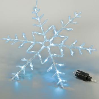 Velká svítící vánoční vločka  led studeně bílá do zásuvky venkovní + vnitřní, časovač, 55 cm