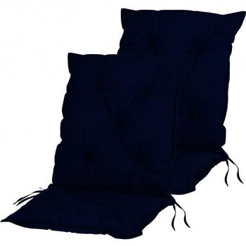 2x polstrování na zahradní křeslo / židli s nízkým opěradlem tmavě modré