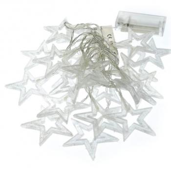 2x vánoční svítící hvězdy řetěz do bytu teple bílý bez blikání, bateriový, 20 led, 2,85 m