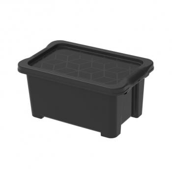 Černý plastový úložný box s víkem do dílny/ spíše / sklepa / garáže, 4 L