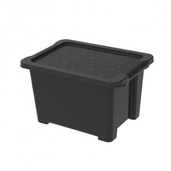 Plastový box úložný s víkem do garáže / dílny / sklepa, černý, 15 L