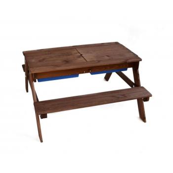 Dětský dřevěný zahradní set nábytku s úložnými prostory, stůl + lavice, 50x94x94 cm