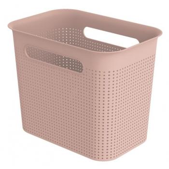 Plastový úložný box bez víka do bytu / kanceláře, růžový, 7 L