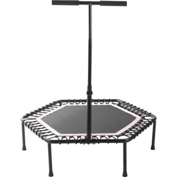 Gymnastická trampolína pro dospělé šestihranná, výškově stavitelný držák, černá / růžová, 100 cm