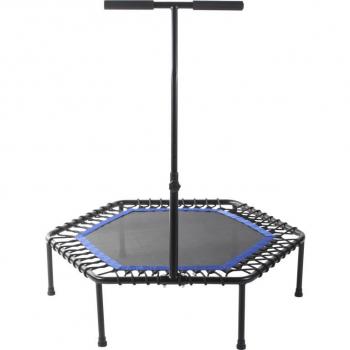 Gymnastická trampolína pro dospělé šestihranná, výškově stavitelný držák, černá / modrá, 100 cm