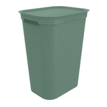 Koš na špinavé prádlo plast zelený, děrovaný design, 43x34x53 cm