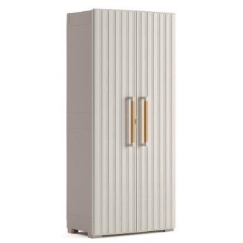 Venkovní skříňka plastová vysoká béžová voděodolná na zahradu / terasu, 180x80x45 cm