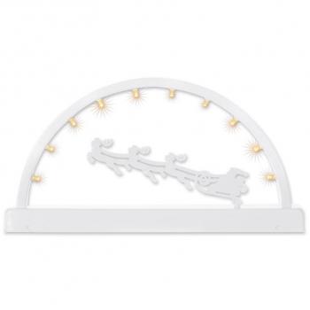 Světelná vánoční led dekorace do okna- Santa Claus a sobi, na baterie, časovač, 31,5x16 cm