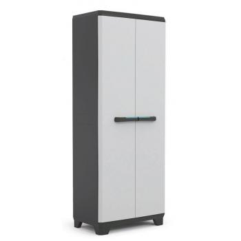 Plastová skříň velká uzamykatelná venkovní + vnitřní na terasu / balkon / do dílny, černá + šedá, 68x173x39 cm