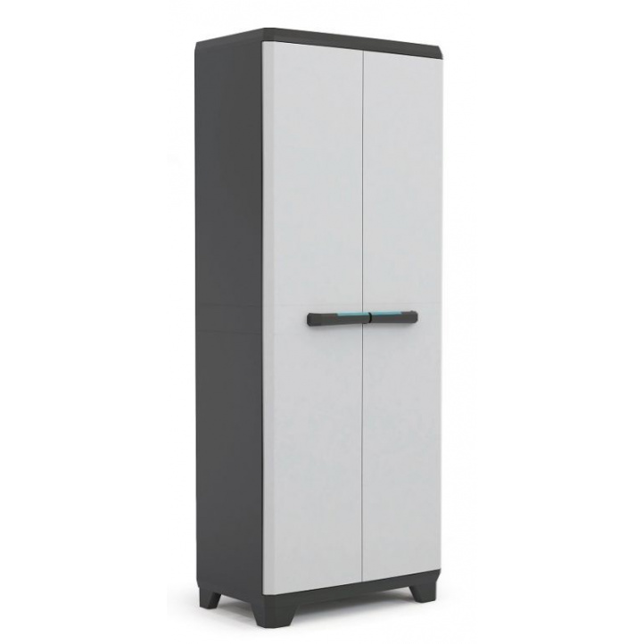 Plastová skříň velká uzamykatelná venkovní + vnitřní na terasu / balkon / do dílny, černá + šedá, 68x173x39 cm