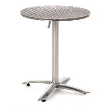 Bistro stolek kulatý venkovní + vnitřní sklopný, nerez / hliník, průměr 60 cm