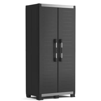 Odolná plastová skříň vysoká do dílny / garáže / sklepa, černá, 89x188x54 cm