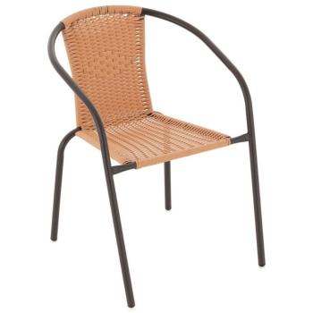 Kovová židle s umělým výpletem pro kavárny / bary / restaurace, venkovní + vnitřní, hnědá