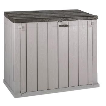 Velký zahradní úložný box s dveřmi a víkem na nářadí / popelnice / polstry, béžový, 842 L