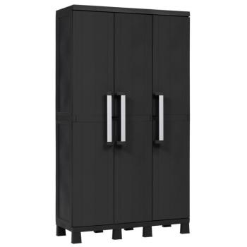 Plastová úložná skříň univerzální černá do dílny / garáže / šatny 97x173x37 cm