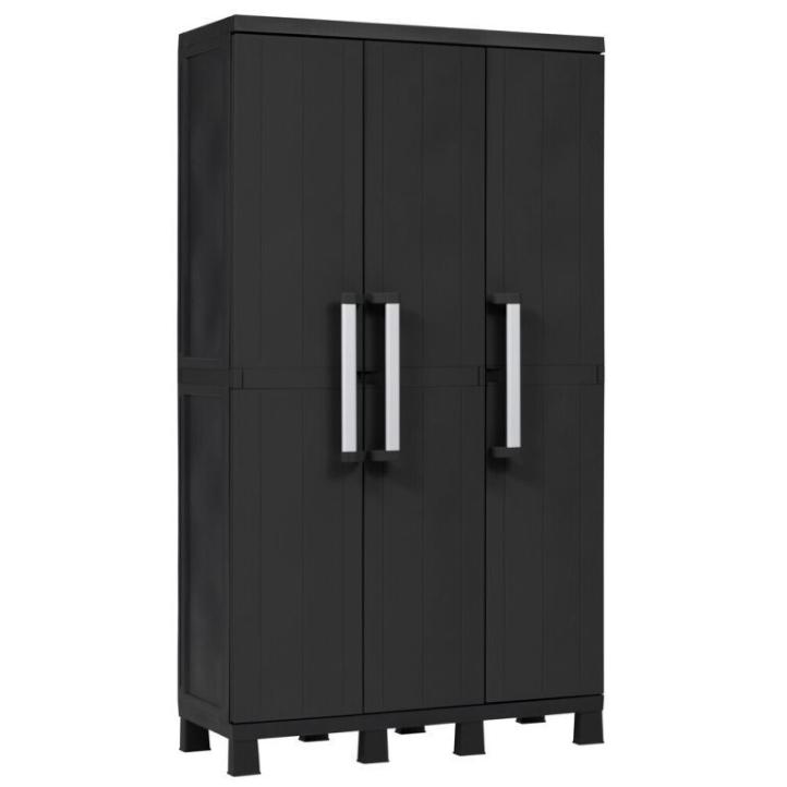 Plastová úložná skříň univerzální černá do dílny / garáže / šatny 97x173x37 cm