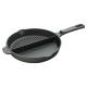 Litinová grilovací pánev s držadlem kulatá dělená - steakové mřížkování / hladká, 25 cm