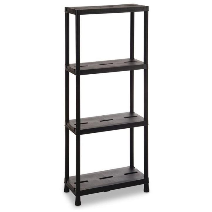 Odolný plastový regál černý do domácnosti / sklepa / dílny 60x138x30 cm