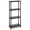 Odolný plastový regál černý do domácnosti / sklepa / dílny 60x138x30 cm