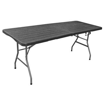 Bytelný skládací přenosný plastový stůl jídelní venkovní + vnitřní, černý, 180 cm