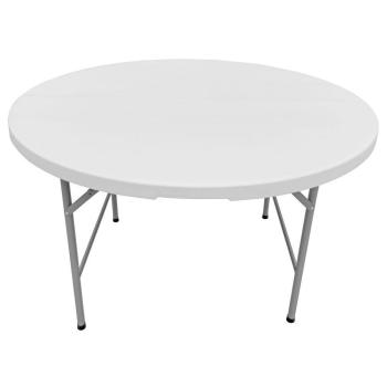 Bytelný skládací přenosný plastový stůl jídelní venkovní + vnitřní kulatý, bílý, průměr 152 cm