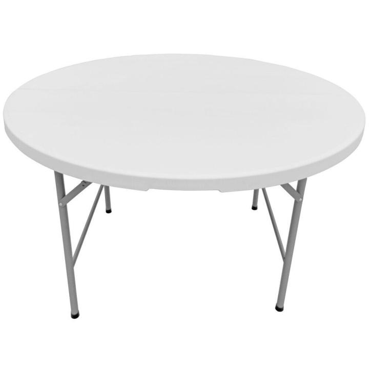 Bytelný skládací přenosný plastový stůl jídelní venkovní + vnitřní kulatý, bílý, průměr 122 cm