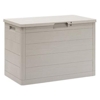 Světle šedý box na polstry 160 L uzamykatelné víko na balkon / terasu / zahradu