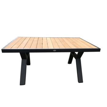 Kvalitní venkovní stůl hliník / dřevo teak masiv 138x80 cm, grafit / hnědá