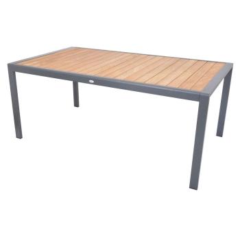 Velký zahradní jídelní stůl hliníkový 180x100 cm kov / dřevo, horní deska masiv teak