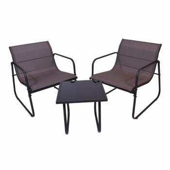 Malý relaxační set nábytku venkovní 2+1 na balkon / terasu, 2 křesla + nízký stolek, šedá
