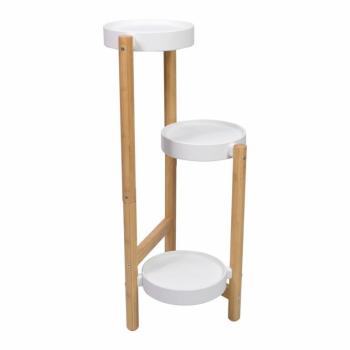 Interiérový stojan na 3 květiny bambus hnědý / bílá 70 cm