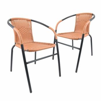2x stohovatelná židle venkovní + vnitřní do bistra / restaurace / na balkon / na terasu, šedá + přírodní