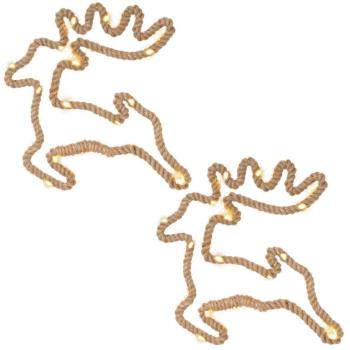 2x vánoční světelná dekorace - sob k zavěšení, na baterie s časovačem, 29 cm