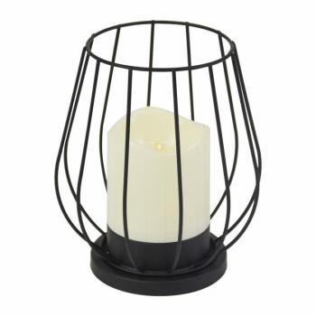 Kovový moderní svícen s led svíčkou bez plamene černá / bílá 17 cm